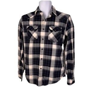 American Eagle Plaid Shirt‎ Men XS Navy Blue Western Vintage Fit Cotton